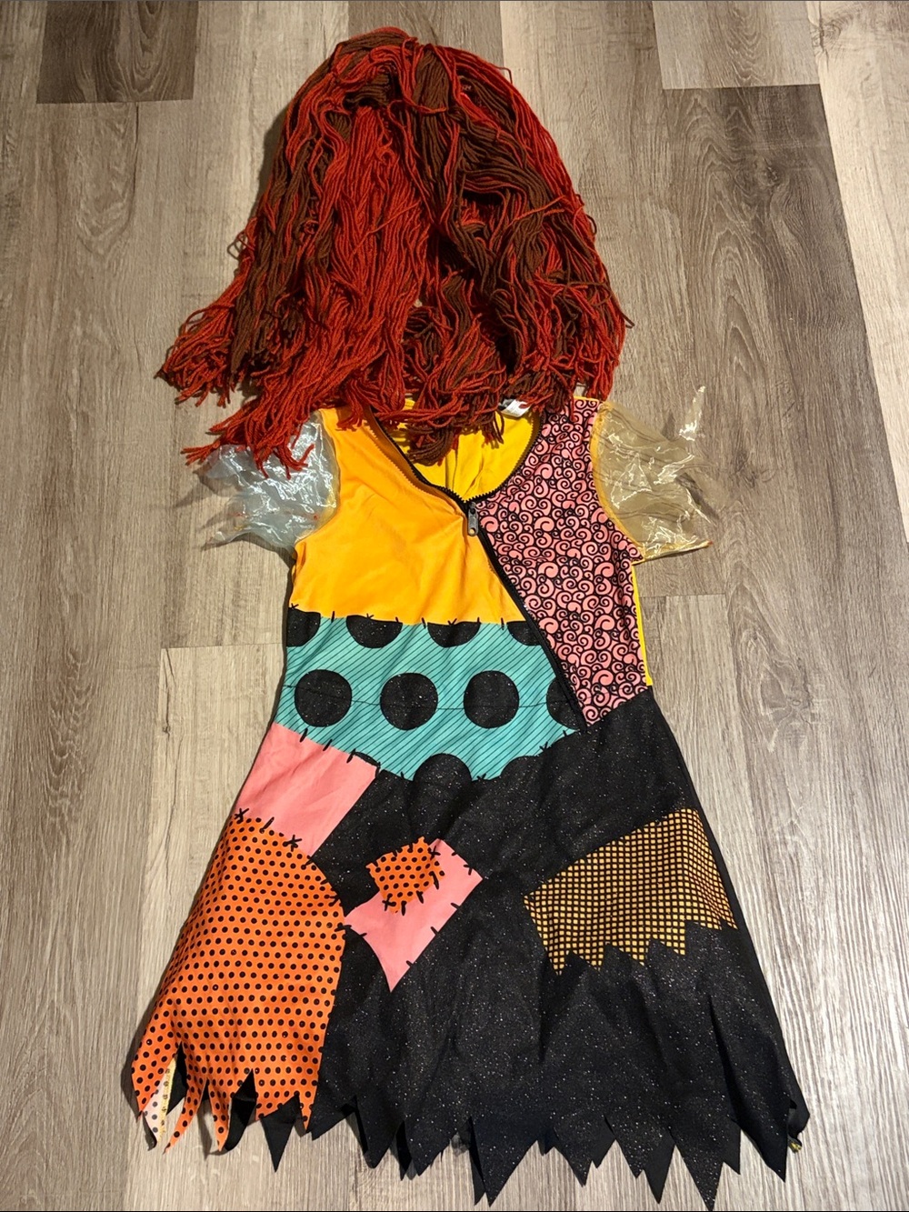 Disney Nightmare Before Christmas Sally costume dress & wig size M 8-10